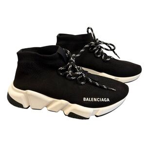 Balenciaga Black and White Speed Trainers